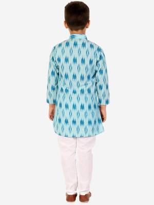 Firozi Stripes Cotton Jacquard Kurta Pajama Set // Traditional Wear 5