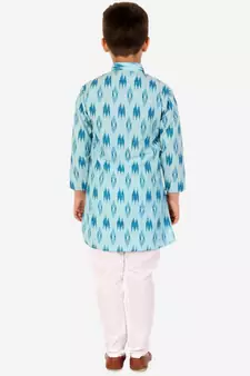 Firozi Stripes Cotton Jacquard Kurta Pajama Set // Traditional Wear