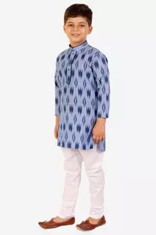 Dark Green Stripes Cotton Jacquard Kurta Pajama Set // Traditional Wear