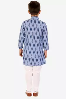 Dark Green Stripes Cotton Jacquard Kurta Pajama Set // Traditional Wear