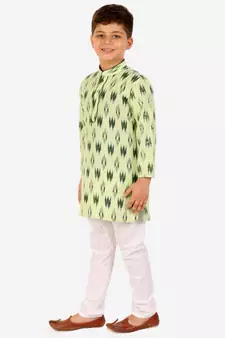 Navy Blue Stripes Cotton Jacquard Kurta Pajama Set // Traditional Wear
