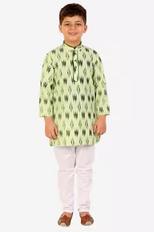 Navy Blue Stripes Cotton Jacquard Kurta Pajama Set // Traditional Wear