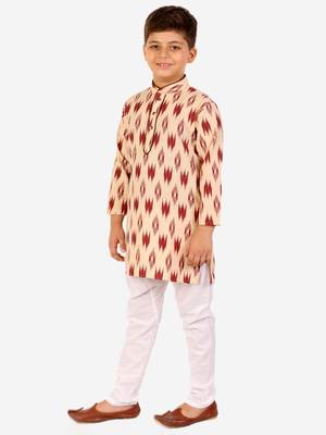 Maroon Stripes Cotton Jacquard Kurta Pajama Set // Traditional Wear 1