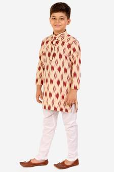 Maroon Stripes Cotton Jacquard Kurta Pajama Set // Traditional Wear