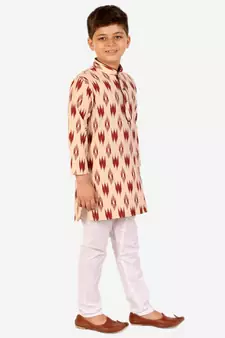 Maroon Stripes Cotton Jacquard Kurta Pajama Set // Traditional Wear