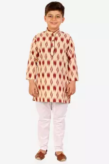 Maroon Stripes Cotton Jacquard Kurta Pajama Set // Traditional Wear
