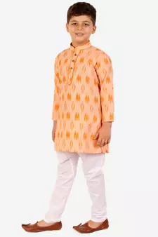 Red Stripes Cotton Jacquard Kurta Pajama Set // Traditional Wear