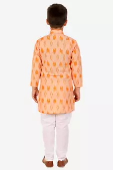 Red Stripes Cotton Jacquard Kurta Pajama Set // Traditional Wear