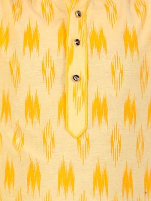 Yellow Stripes Cotton Jacquard Kurta Pajama Set // Traditional Wear 2