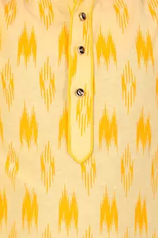 Yellow Stripes Cotton Jacquard Kurta Pajama Set // Traditional Wear