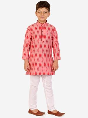 Red Stripes Cotton Jacquard Kurta Pajama Set // Traditional Wear 1