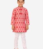 Red Stripes Cotton Jacquard Kurta Pajama Set // Traditional Wear