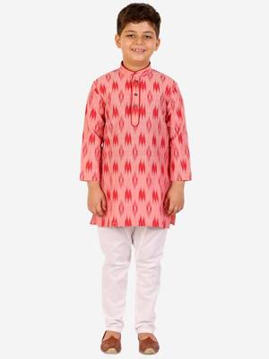 Red Stripes Cotton Jacquard Kurta Pajama Set // Traditional Wear 3