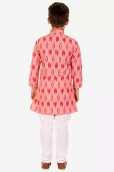 Red Stripes Cotton Jacquard Kurta Pajama Set // Traditional Wear