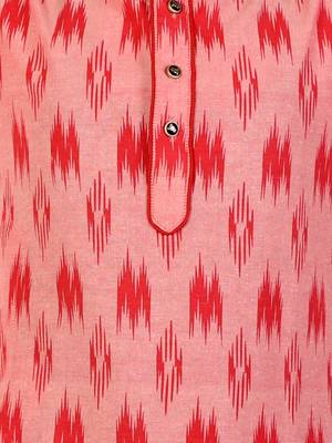 Red Stripes Cotton Jacquard Kurta Pajama Set // Traditional Wear 5