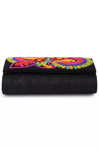 Beaded floral envelope clutch