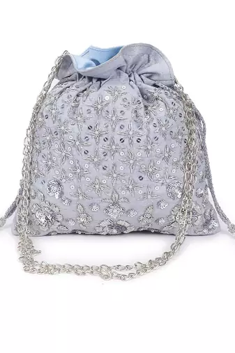 Bedazzle silver potli