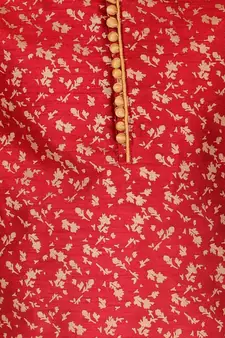 Maroon Printed Silk Kurta Pajama & Waistcoat Set For Mens