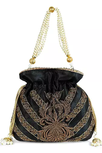 Black zardosi potli