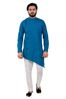 Firozi Printed Cotton Kurta Churidar Pajama Set For Mens 1