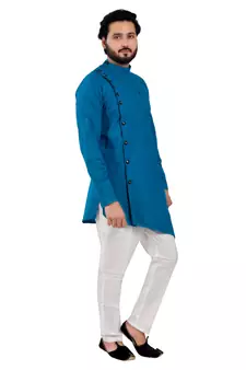 Firozi Printed Cotton Kurta Churidar Pajama Set For Mens
