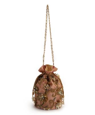 Coral floral potli bag 1