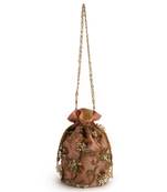 Coral floral potli bag