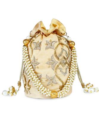 Golden Motif embroidered potli 1