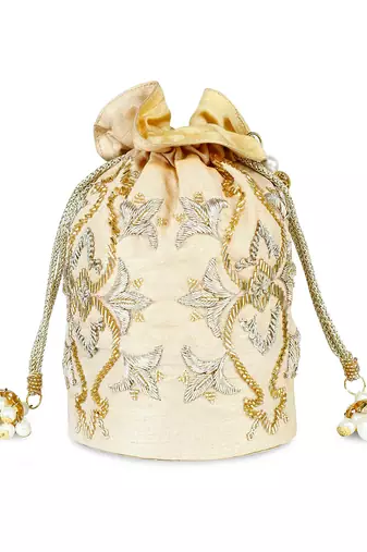 Golden Motif embroidered potli