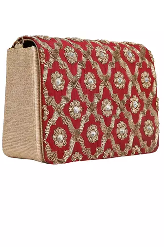 Maroon Jaal clutch