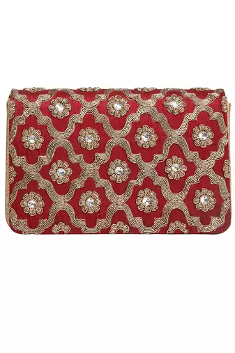 Maroon Jaal clutch