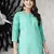 Hand Embroidered Sea Green Cotton Lucknowi Chikankari Indian Women Straight Short Kurti