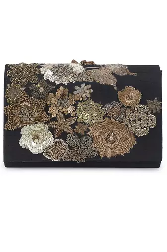 Mix media black clutch
