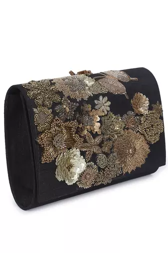 Mix media black clutch
