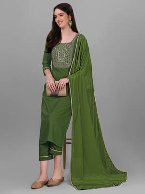 Green
 embroidered
 cotton silk
 kurtas-and-kurtis
 4