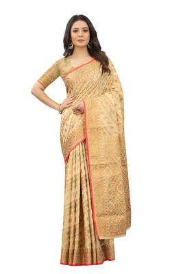Women'S Chanderi Cotton Silk Saree With Unstitched Boluse Piece 1