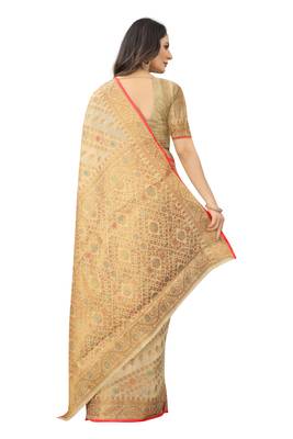 Women'S Chanderi Cotton Silk Saree With Unstitched Boluse Piece 4