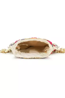 Dangle Cream & Multi Floral Embroidered Faux Silk Potlis Combo (Pack of 2)