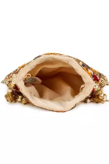Dangle Cream & Multi Floral Embroidered Faux Silk Potlis Combo (Pack of 2)