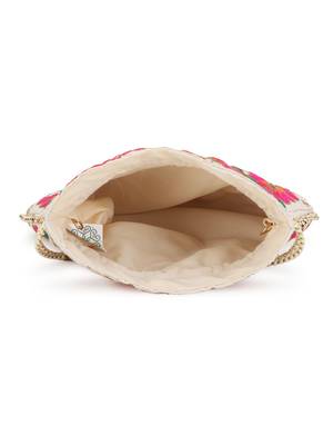 Dangle Cream & Multi Floral Embroidered Faux Silk Potlis Combo (Pack of 2) 5