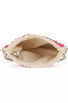 Dangle Cream & Multi Floral Embroidered Faux Silk Potlis Combo (Pack of 2)
