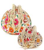 Dangle Mother Daughter Floral Embroidered Faux Silk Potlis Combo (Pack of 2)