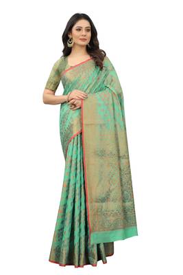 Women'S Chanderi Cotton Silk Saree With Unstitched Boluse Piece 1