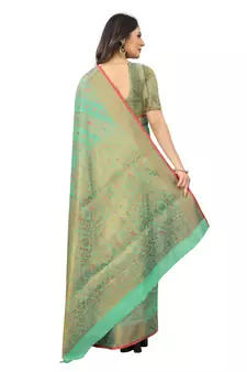 Women'S Chanderi Cotton Silk Saree With Unstitched Boluse Piece