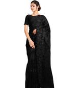 Black embroidered net saree with blouse