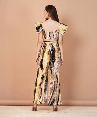 Multicolor Hand Painted Silk Based Crop Top Style Co-Ord Set  3