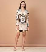 Multicolor Hand Painted Silk Based Power Dressing Co-Ord Set        