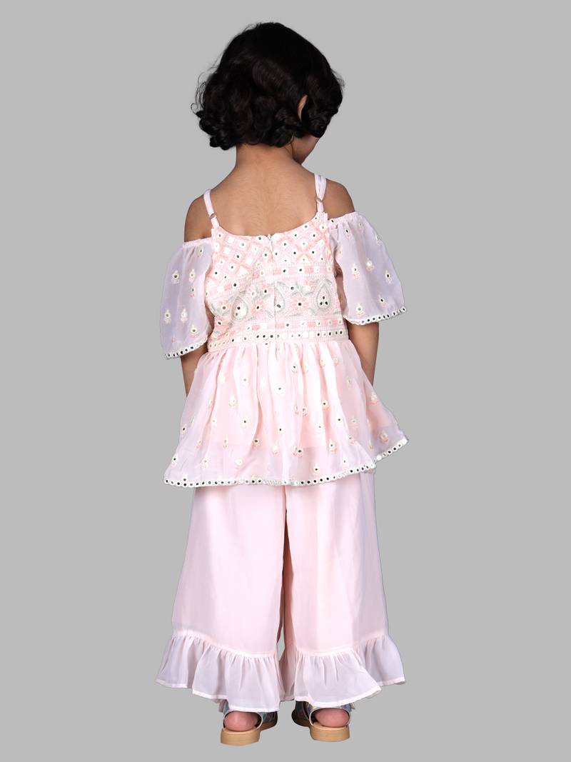 Twisha Polyester georgette Girls Top With Sharara-Blush Pink