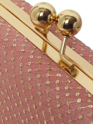 Pink embroided Clutch Box With Chain Strap 3