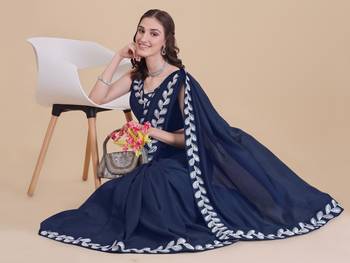 Dark-Teal Embroidered Georgette Salwar 1